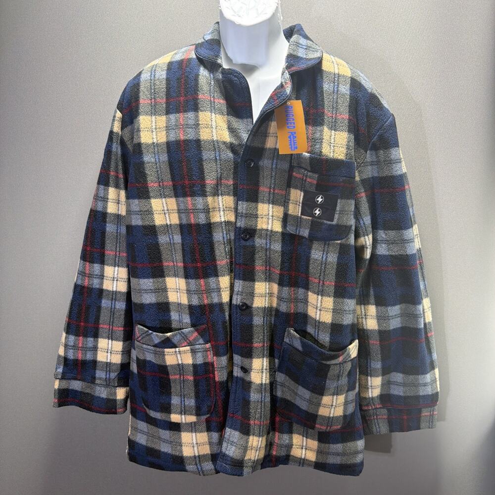 Mens Rugged Point Authentic Plaid Fleece Sherpa Button Up Shacket XL NWT